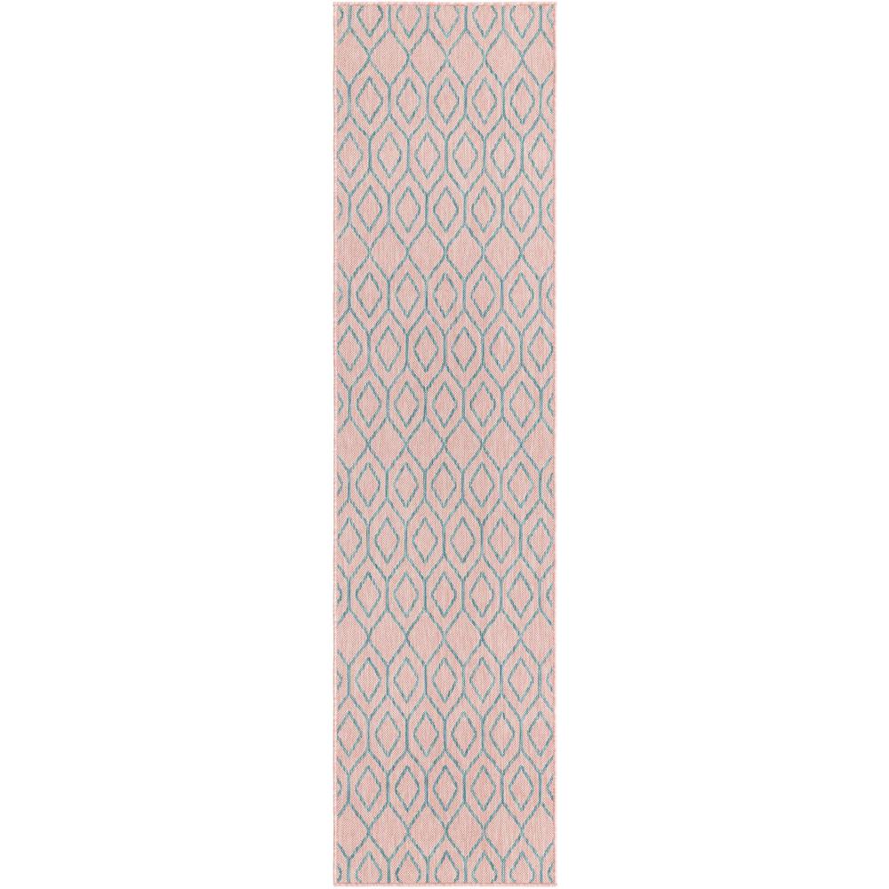Jill Zarin Outdoor Turks and Caicos Area Rug 2' 0" x 8' 0", Runner Pink and Aqua. Picture 1