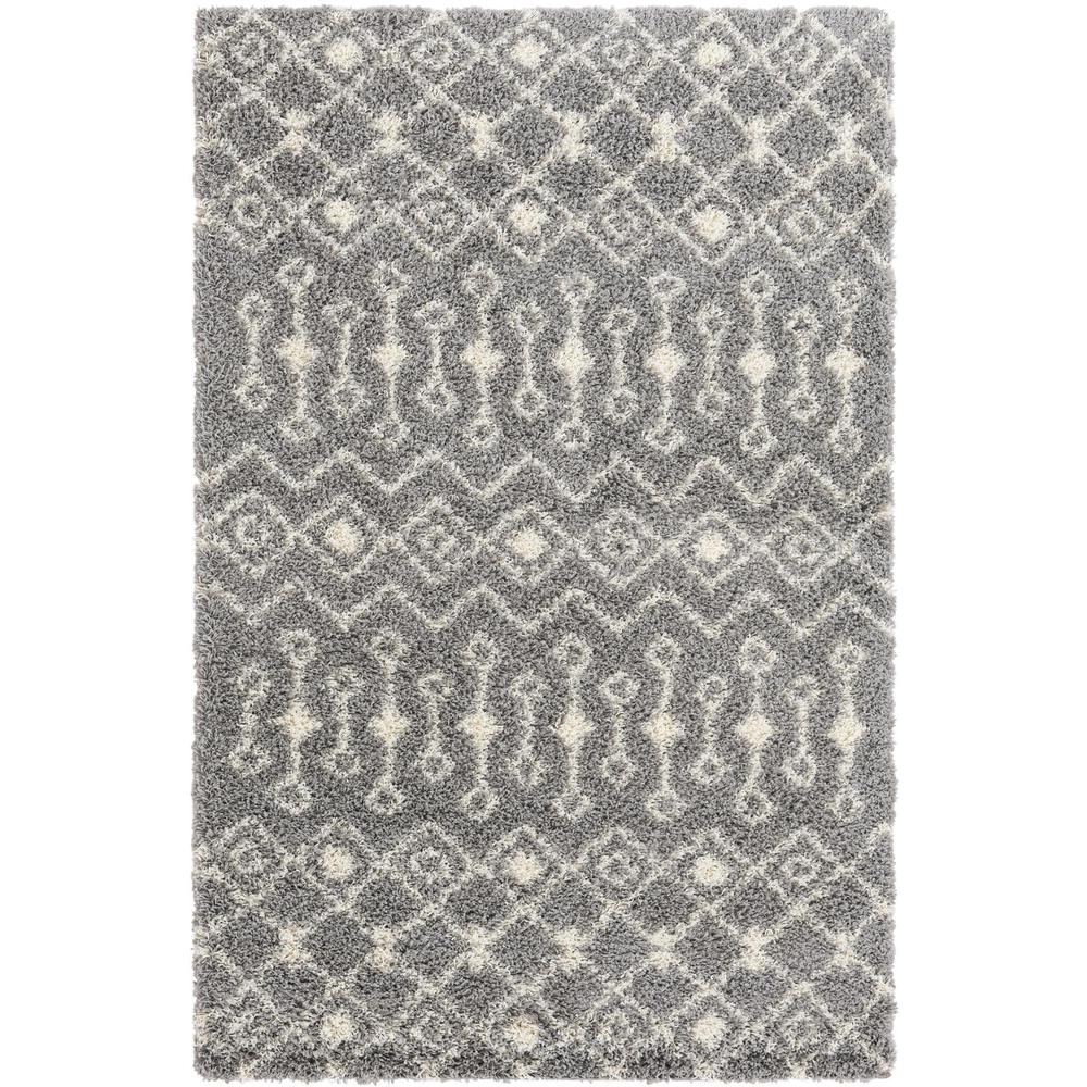Moroccan Trellis Shag Collection, Area Rug, Gray, 5' 3" x 8' 0", Rectangular. Picture 1