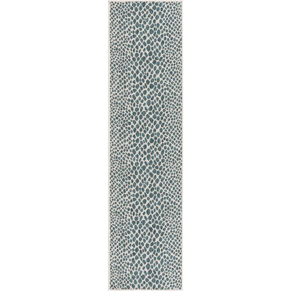 Jill Zarin Outdoor Cape Town Area Rug 2' 0" x 8' 0", Runner Teal. The main picture.