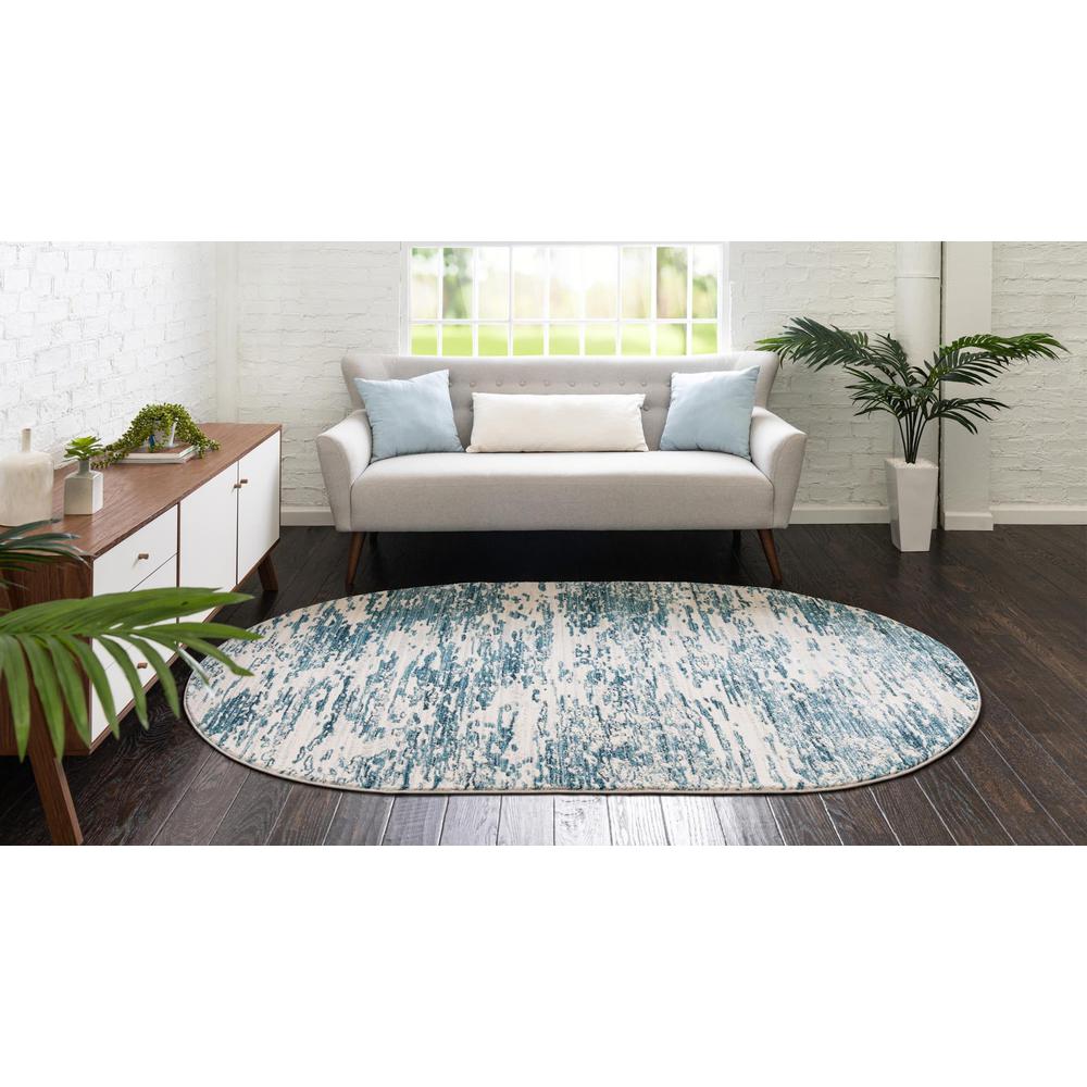 Unique Loom 5x8 Oval Rug in Blue (3154174). Picture 4