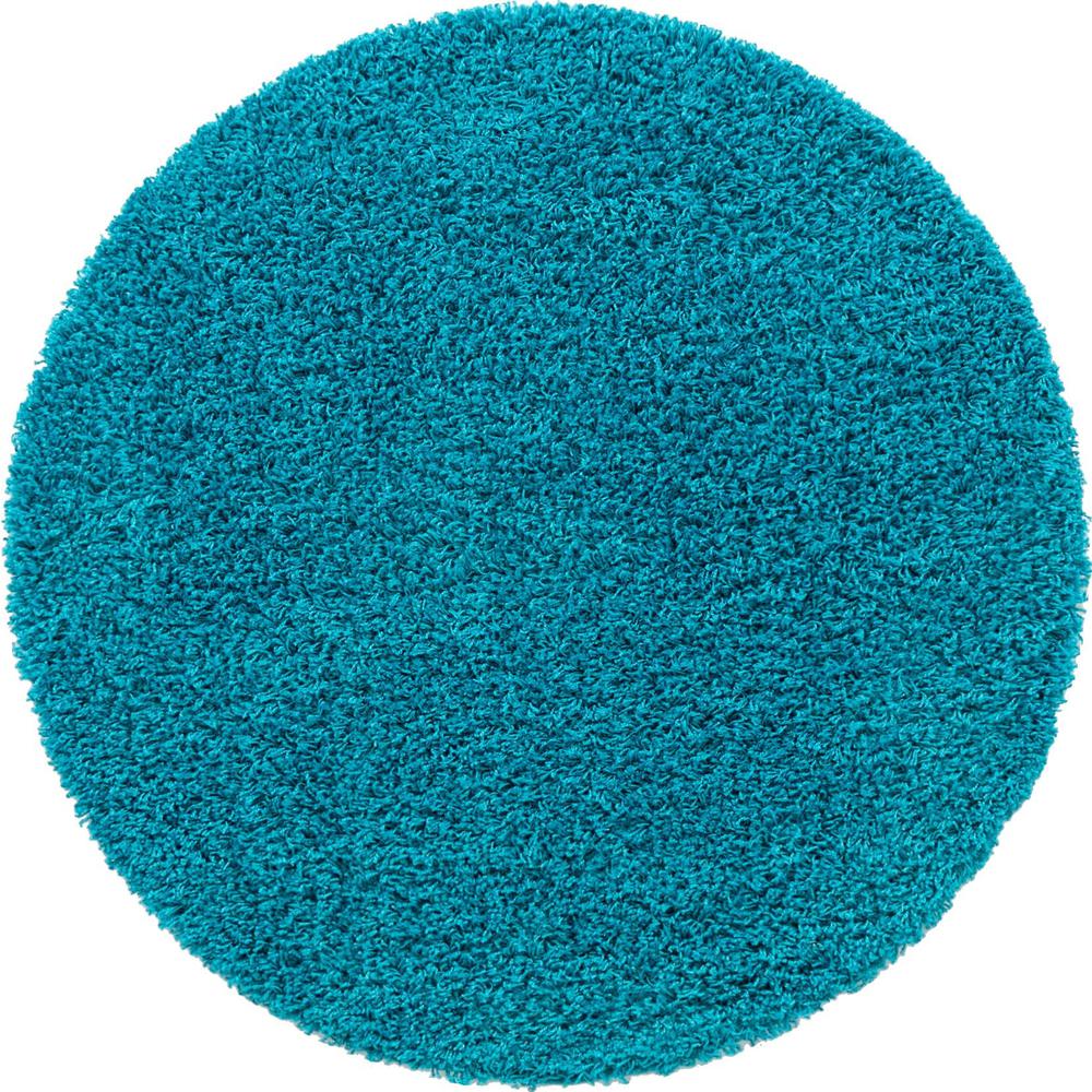 Unique Loom 4 Ft Round Rug in Turquoise (3151399). Picture 1