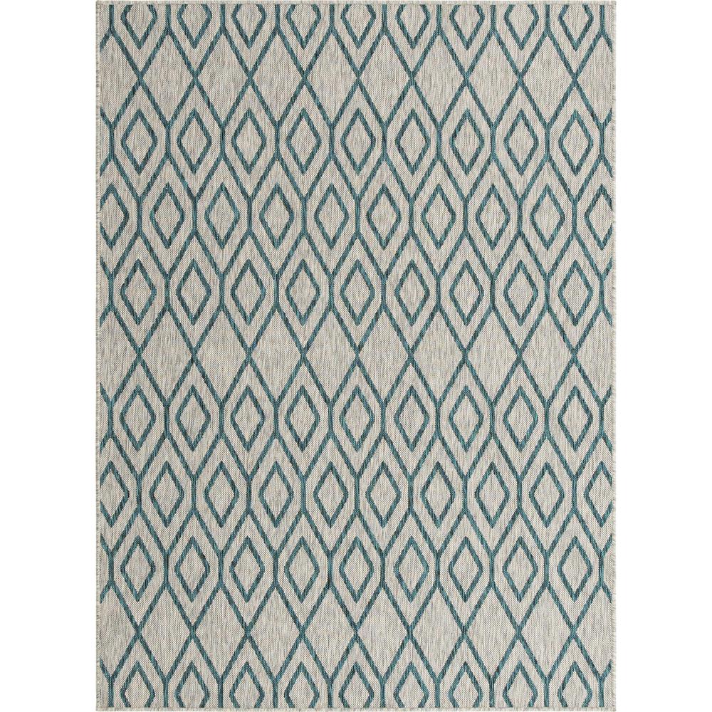 Jill Zarin Outdoor Turks and Caicos Area Rug 1' 4" x 1' 4", Square Gray Teal. Picture 1
