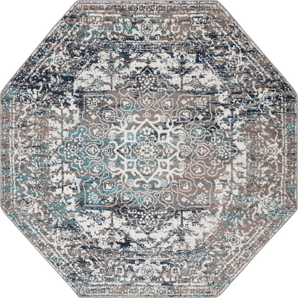 Unique Loom 8 Ft Octagon Rug in Gray (3150534). Picture 1