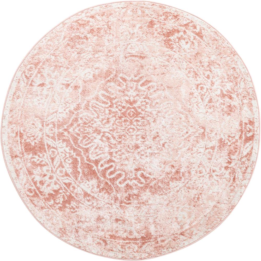 Unique Loom 5 Ft Round Rug in Pink (3155681). Picture 1