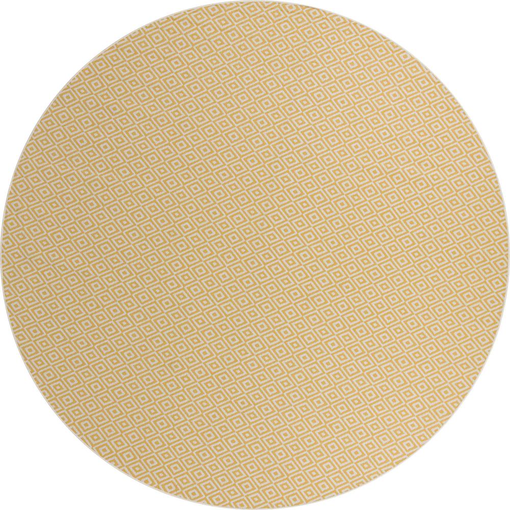 Jill Zarin Outdoor Costa Rica Area Rug 13' 0" x 13' 0", Round Yellow Ivory. The main picture.