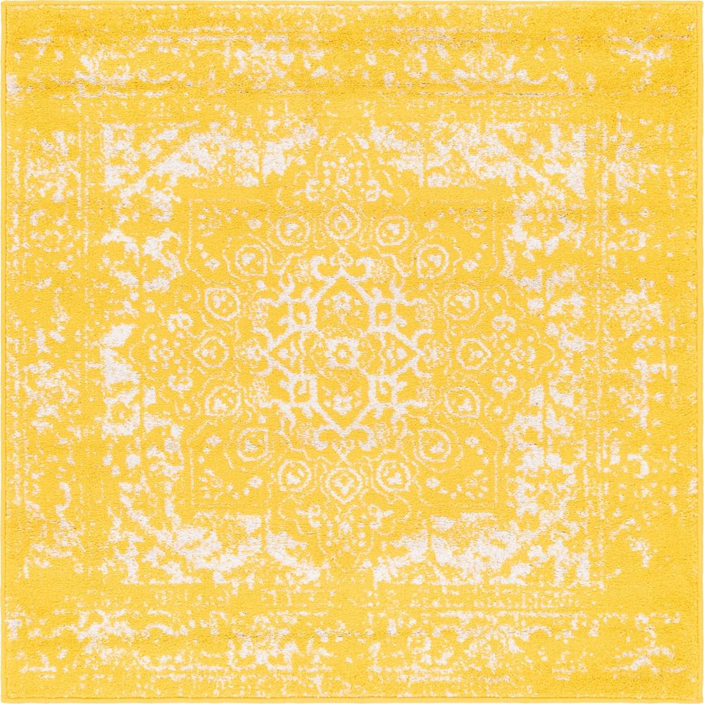 Unique Loom 4 Ft Square Rug in Yellow (3150407). Picture 1