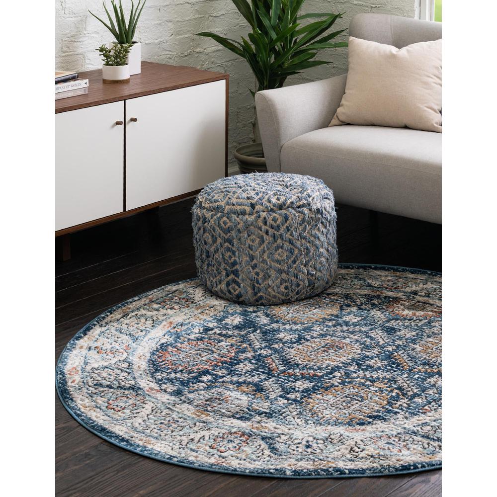 Nyla Collection, Area Rug, Blue, 3' 3" x 3' 3", Round. Picture 3