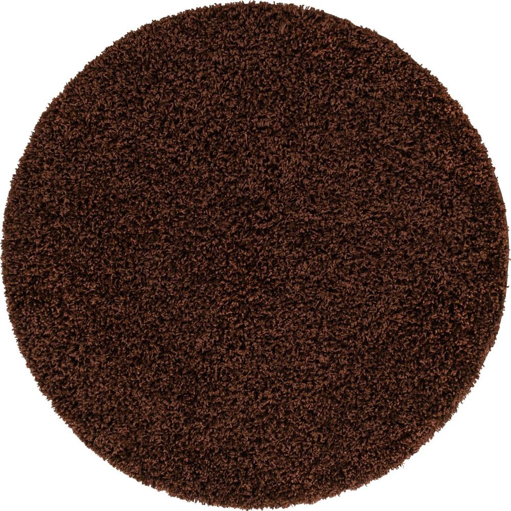 Unique Loom 4 Ft Round Rug in Chocolate Brown (3151436). Picture 1