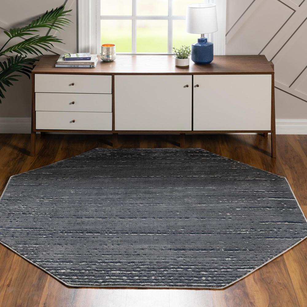 Unique Loom 6 Ft Octagon Rug in Gray (3154276). Picture 2