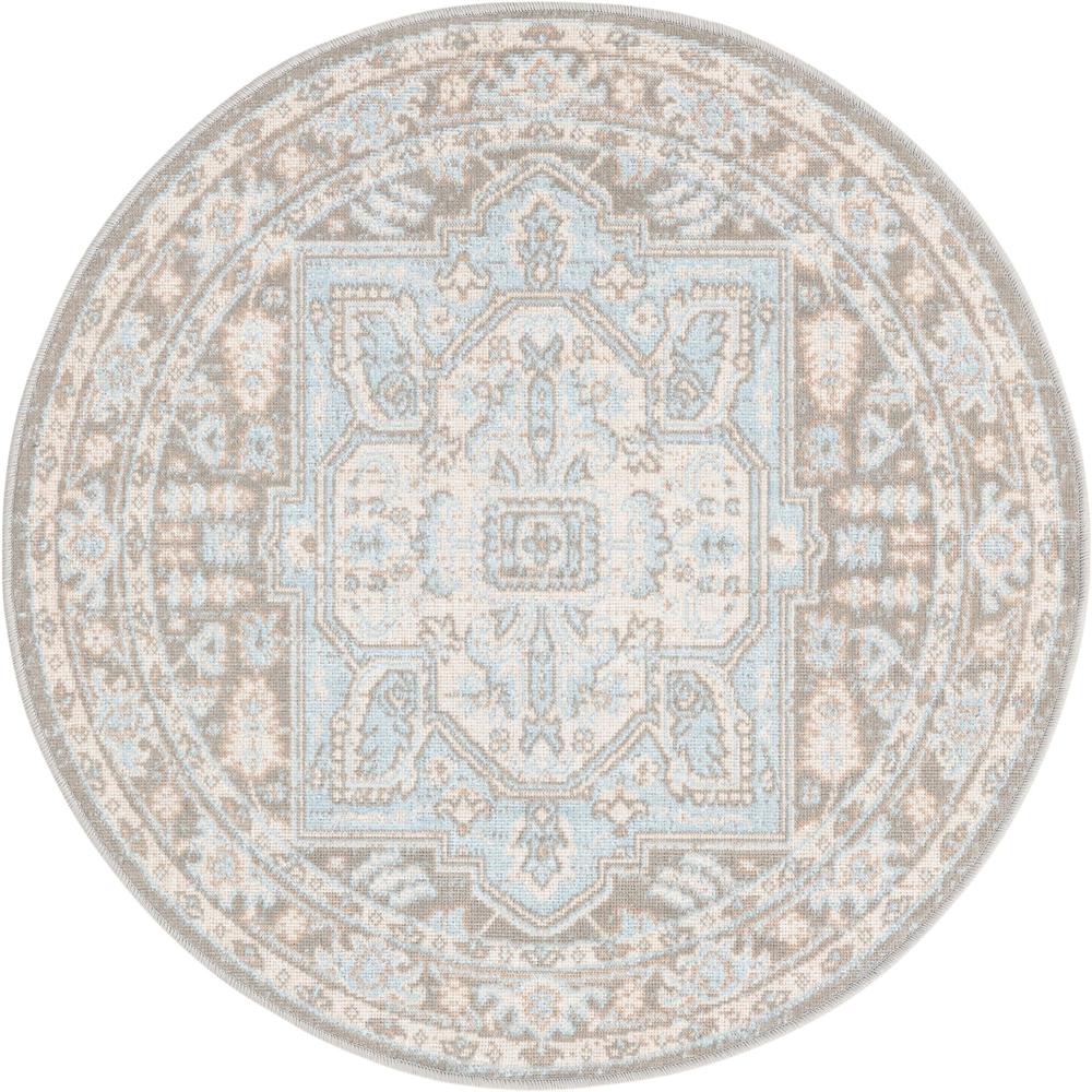 Unique Loom 3 Ft Round Rug in Cloud Gray (3154911). Picture 1
