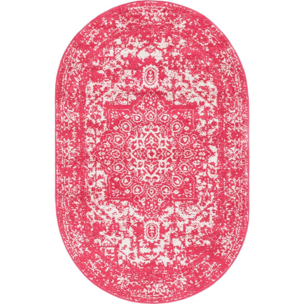 Unique Loom 3x5 Oval Rug in Pink (3150506). Picture 1