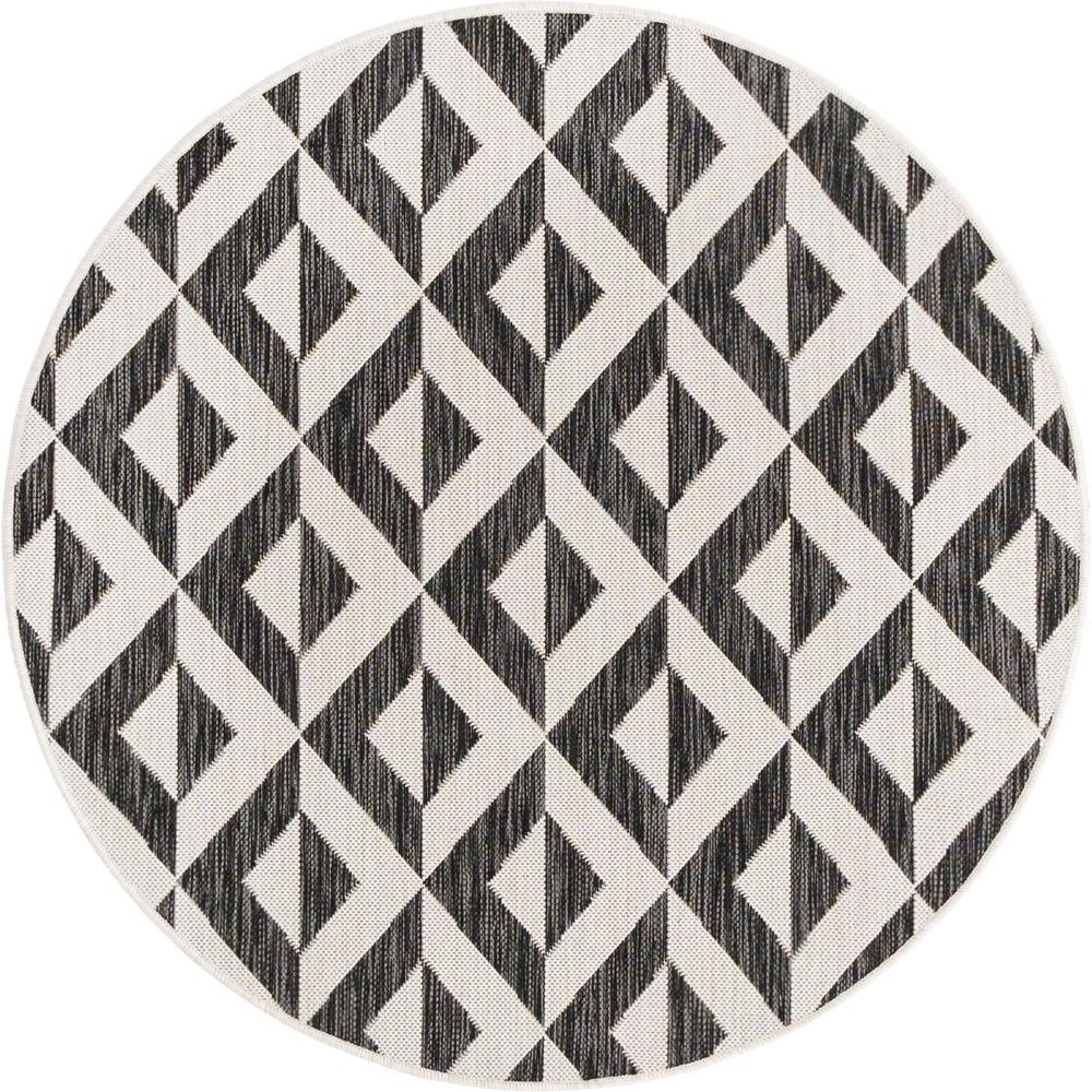 Jill Zarin Outdoor Napa Area Rug 4' 0" x 4' 0", Round Charcoal Gray. Picture 1