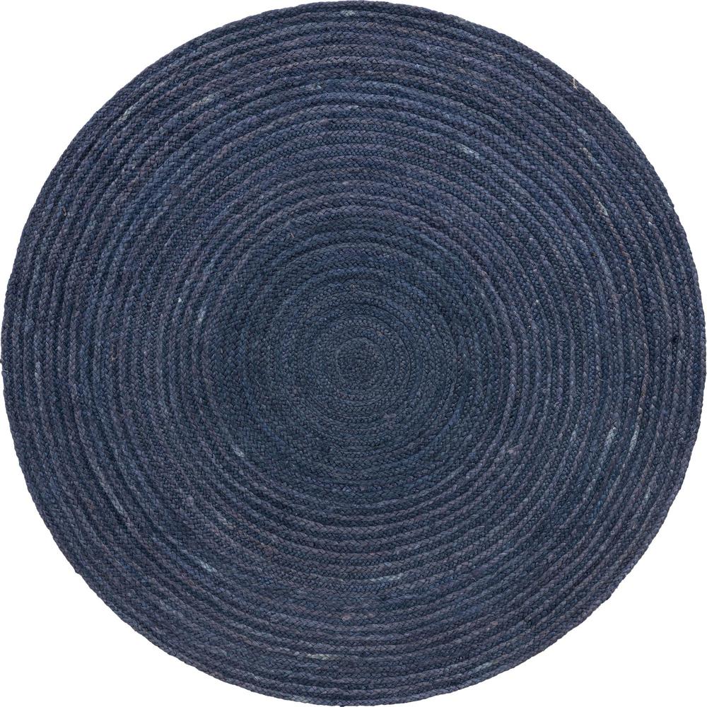 Unique Loom 5 Ft Round Rug in Navy Blue (3153096). Picture 1