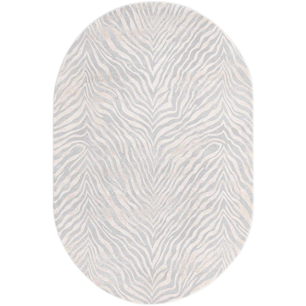 Finsbury Meghan Area Rug 5' 3" x 8' 0", Oval Gray and Ivory. Picture 1