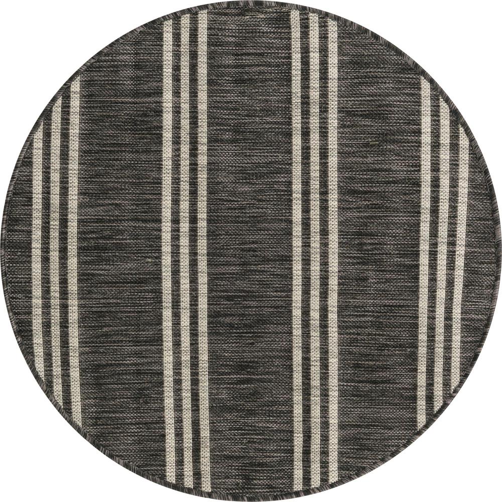 Jill Zarin Outdoor Anguilla Area Rug 3' 1" x 3' 1", Round Charcoal. Picture 1