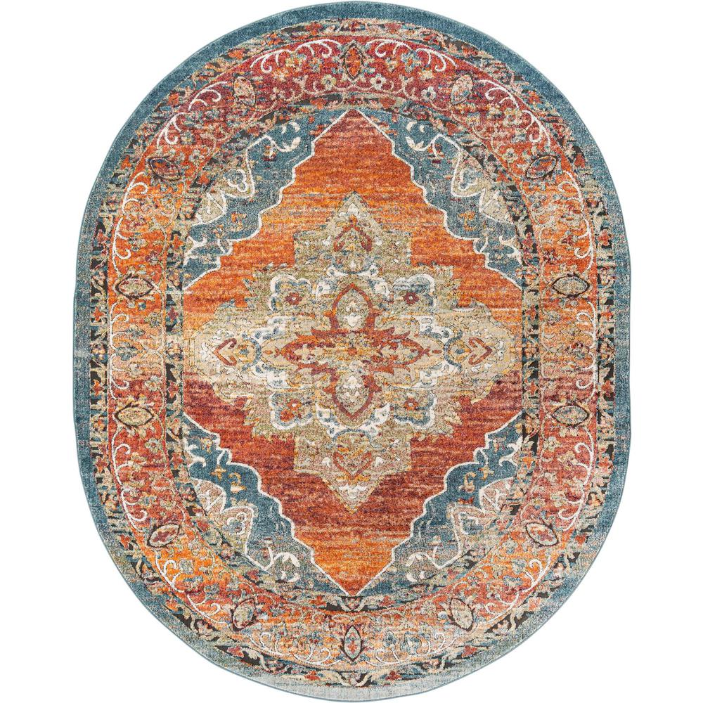 Unique Loom 8x10 Oval Rug in Rust Red (3161994). Picture 1