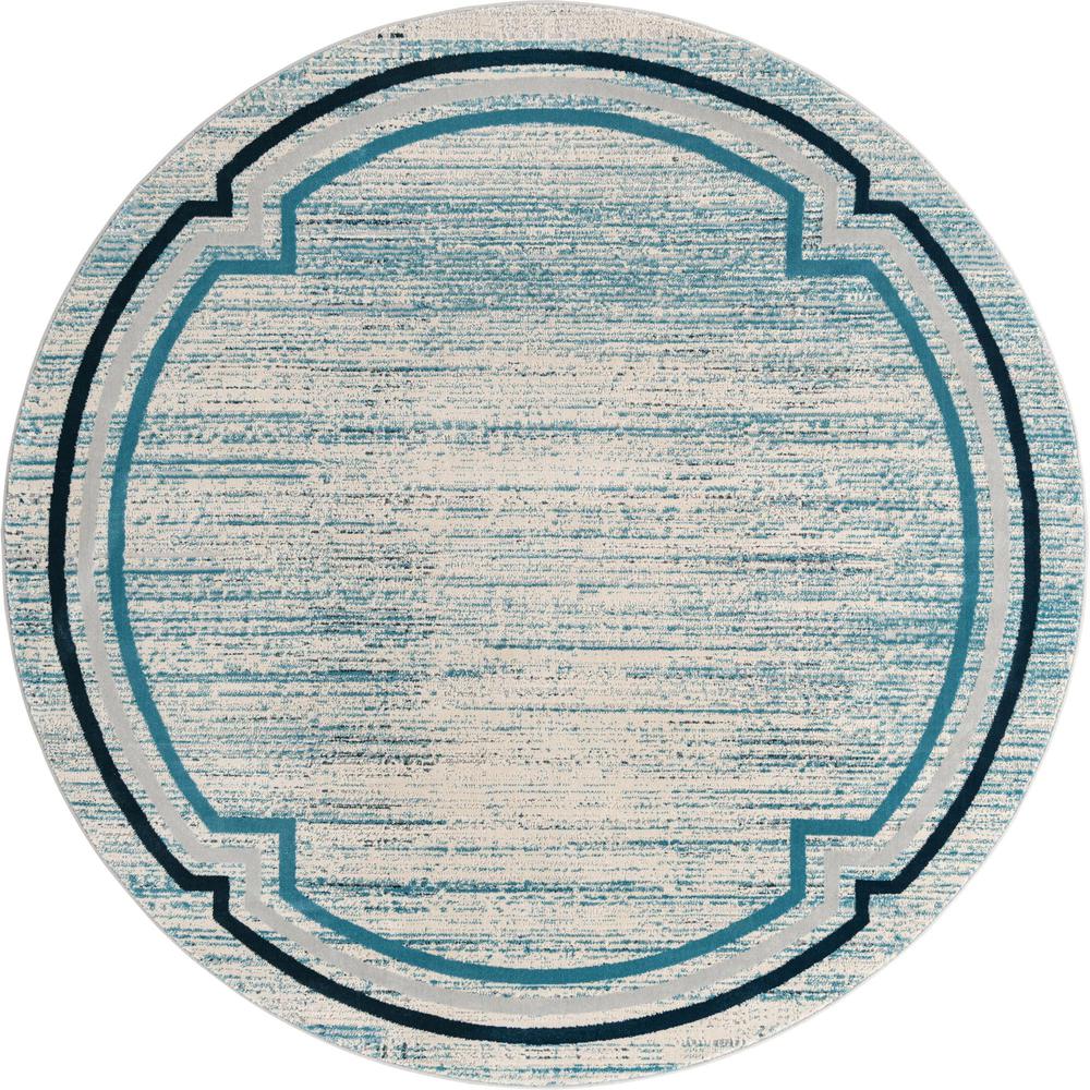 Unique Loom 7 Ft Round Rug in Blue (3154365). Picture 1