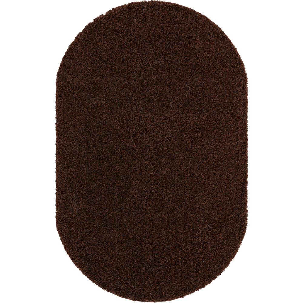 Unique Loom 5x8 Oval Rug in Chocolate Brown (3151433). Picture 1