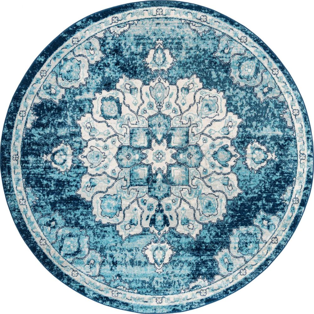 Unique Loom 8 Ft Round Rug in Blue (3158639). Picture 1