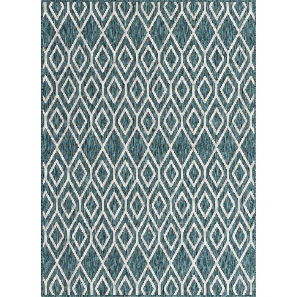 Jill Zarin Outdoor Turks and Caicos Area Rug 1' 4" x 1' 4", Square Teal. Picture 1