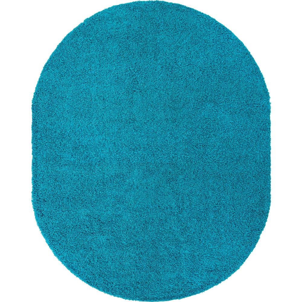 Unique Loom 8x10 Oval Rug in Turquoise (3151401). Picture 1