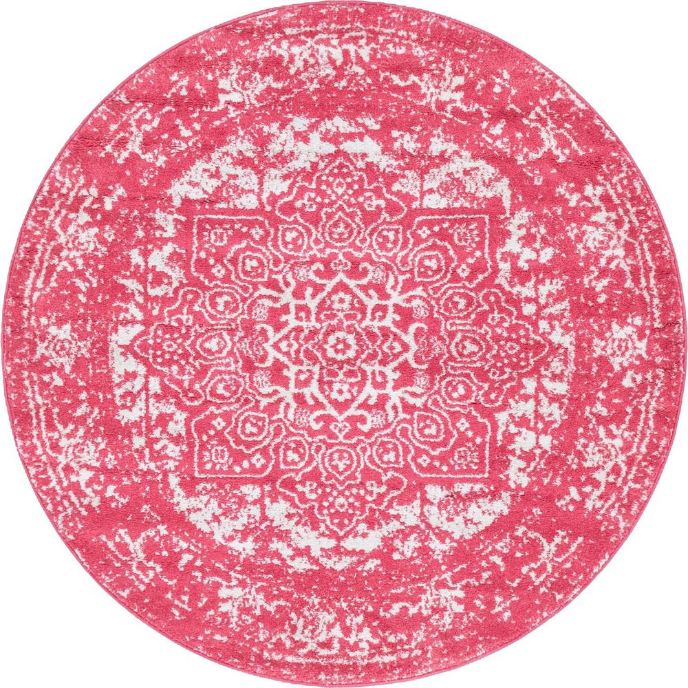Unique Loom 5 Ft Round Rug in Pink (3150501). Picture 1