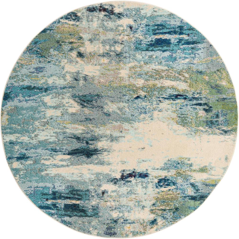 Unique Loom 8 Ft Round Rug in Light Blue (3153818). Picture 1