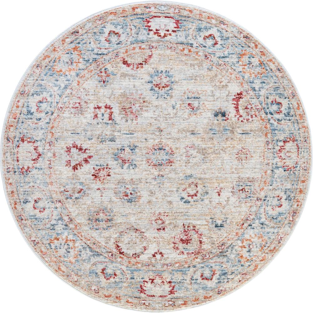Unique Loom 4 Ft Round Rug in Ivory (3147942). Picture 1