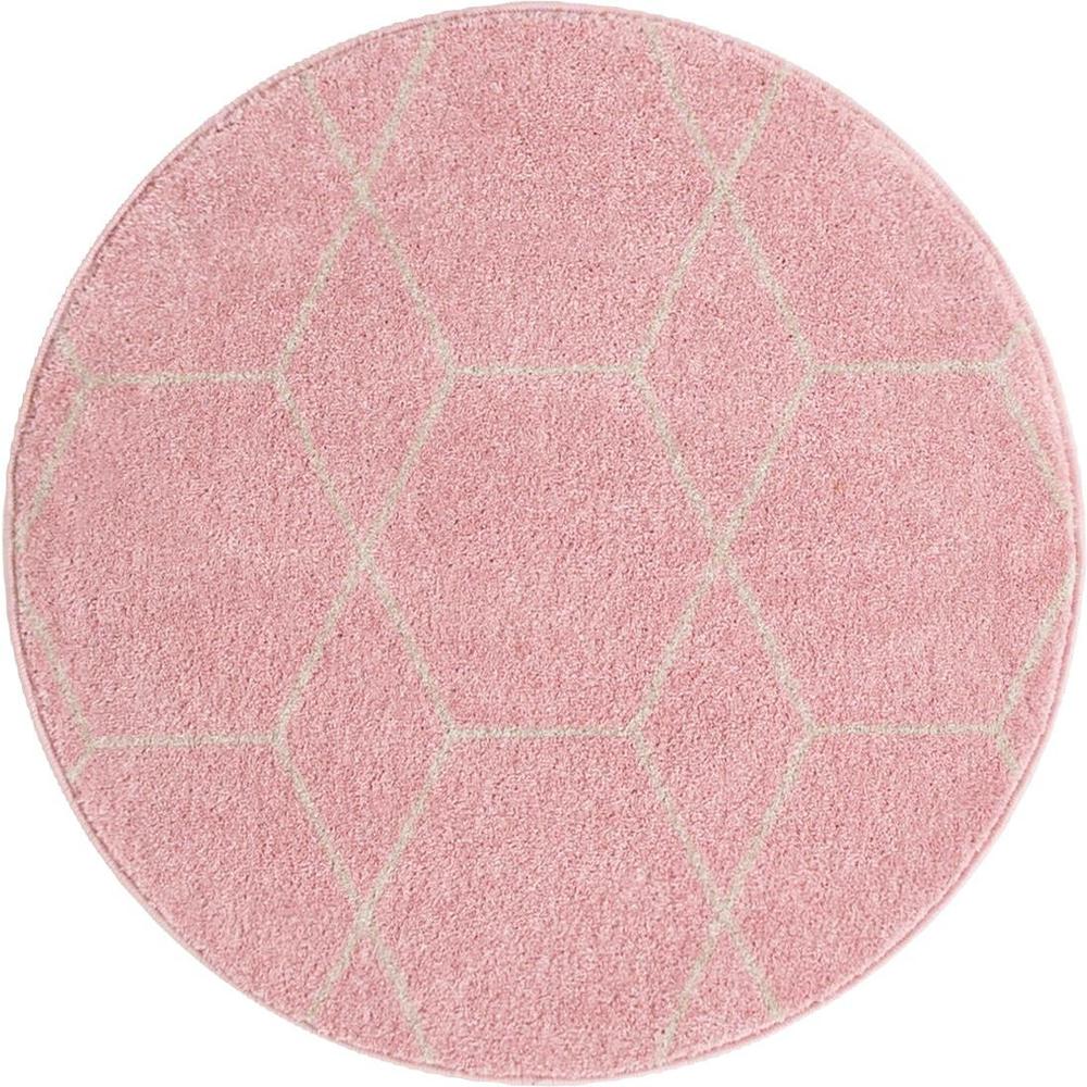 Unique Loom 3 Ft Round Rug in Light Pink (3151601). Picture 1