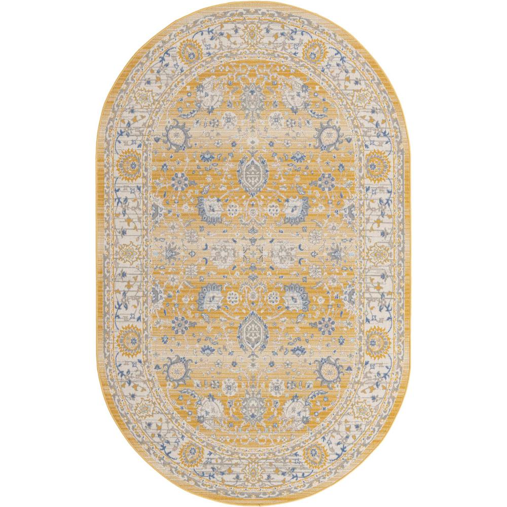 Unique Loom 5x8 Oval Rug in Tuscan Yellow (3155033). Picture 1