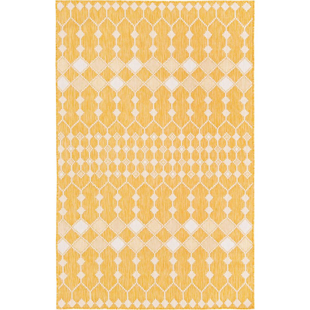 Outdoor Trellis Collection, Area Rug, Yellow, 5' 3" x 7' 10", Rectangular. Picture 1
