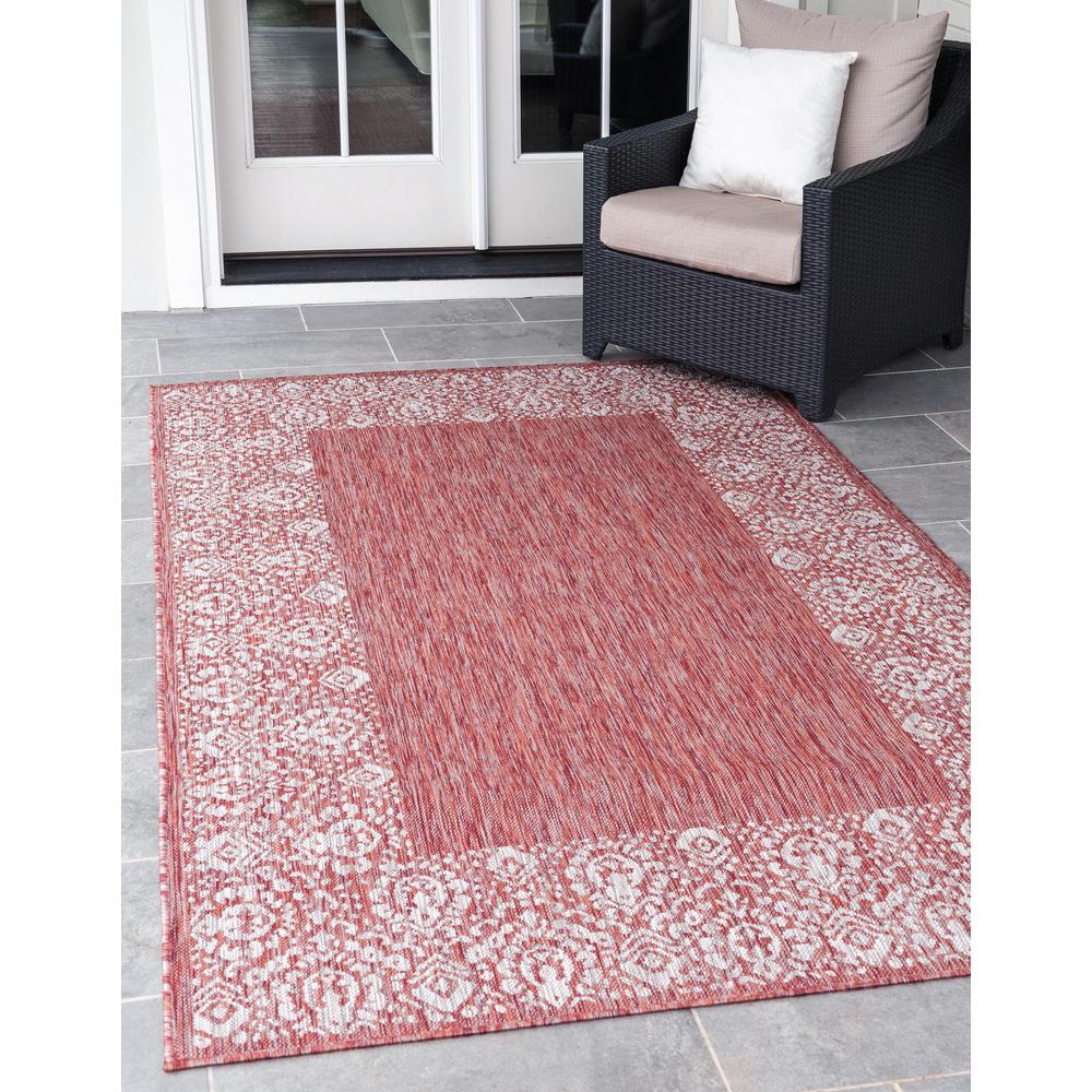 Outdoor Floral Border Rug, Rust Red (4' 0 x 6' 0). Picture 2