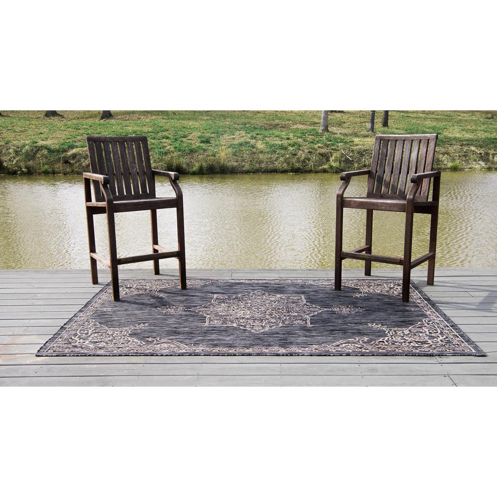 Outdoor Antique Rug, Charcoal Gray (4' 0 x 6' 0). Picture 4