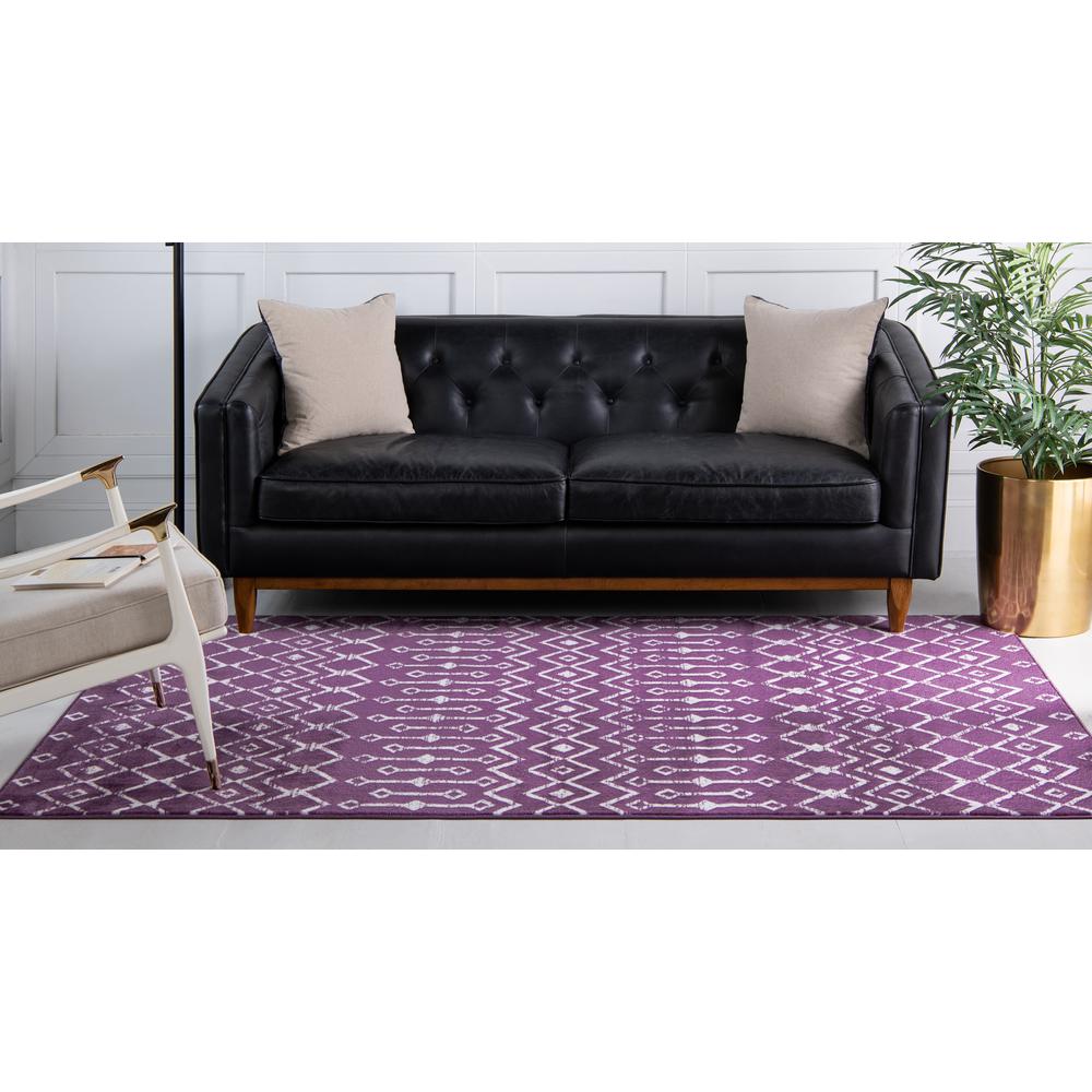 Moroccan Trellis Rug, Violet/Ivory (7' 0 x 10' 0). Picture 3