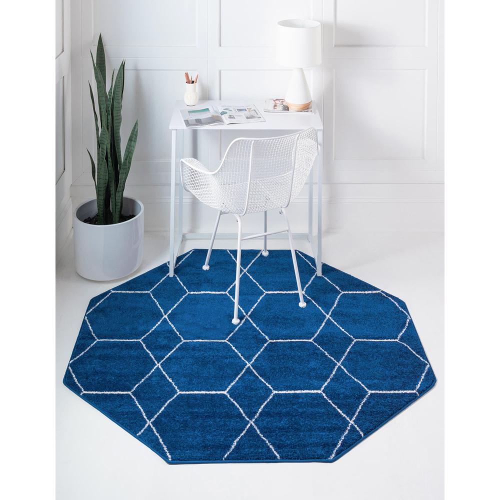 Unique Loom 8 Ft Square Rug in Navy Blue (3151598). Picture 2