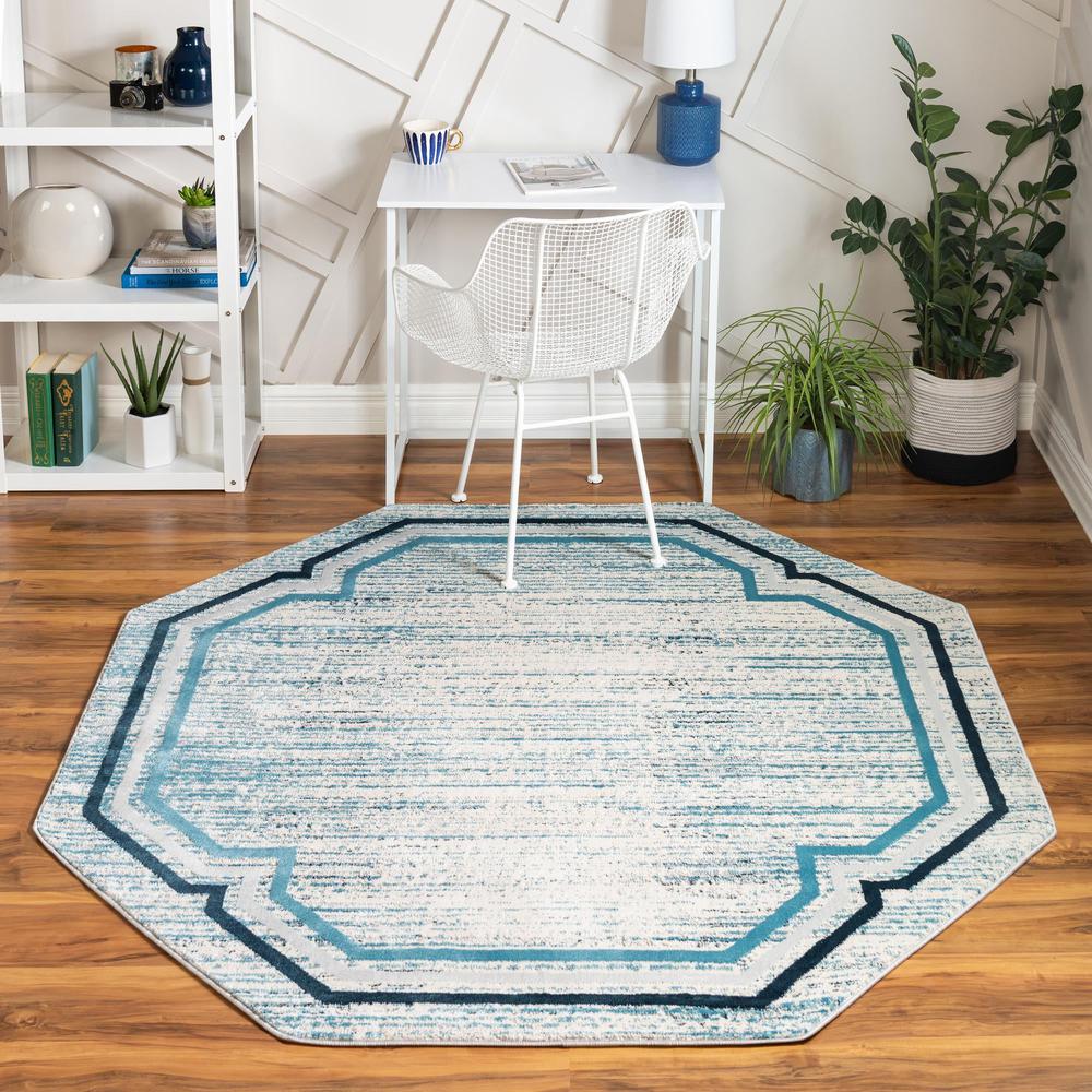 Unique Loom 6 Ft Octagon Rug in Blue (3154367). Picture 2