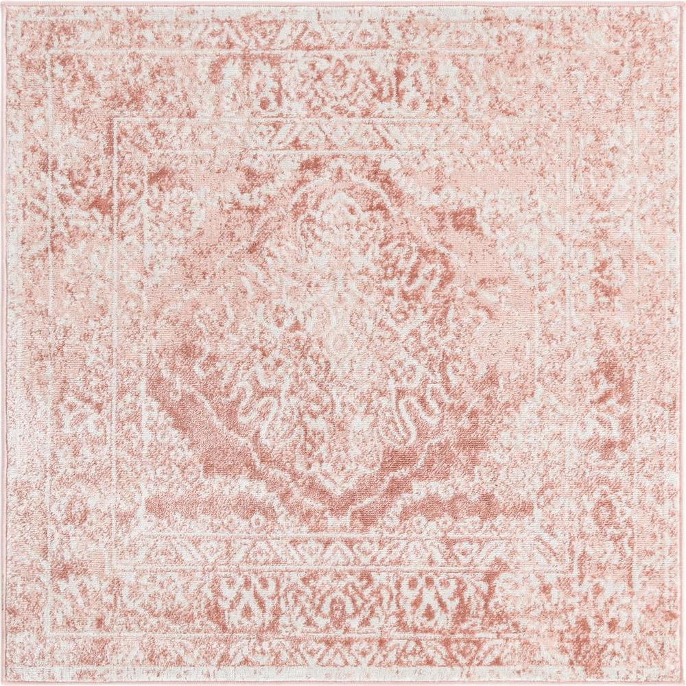 Unique Loom 4 Ft Square Rug in Pink (3155684). Picture 1