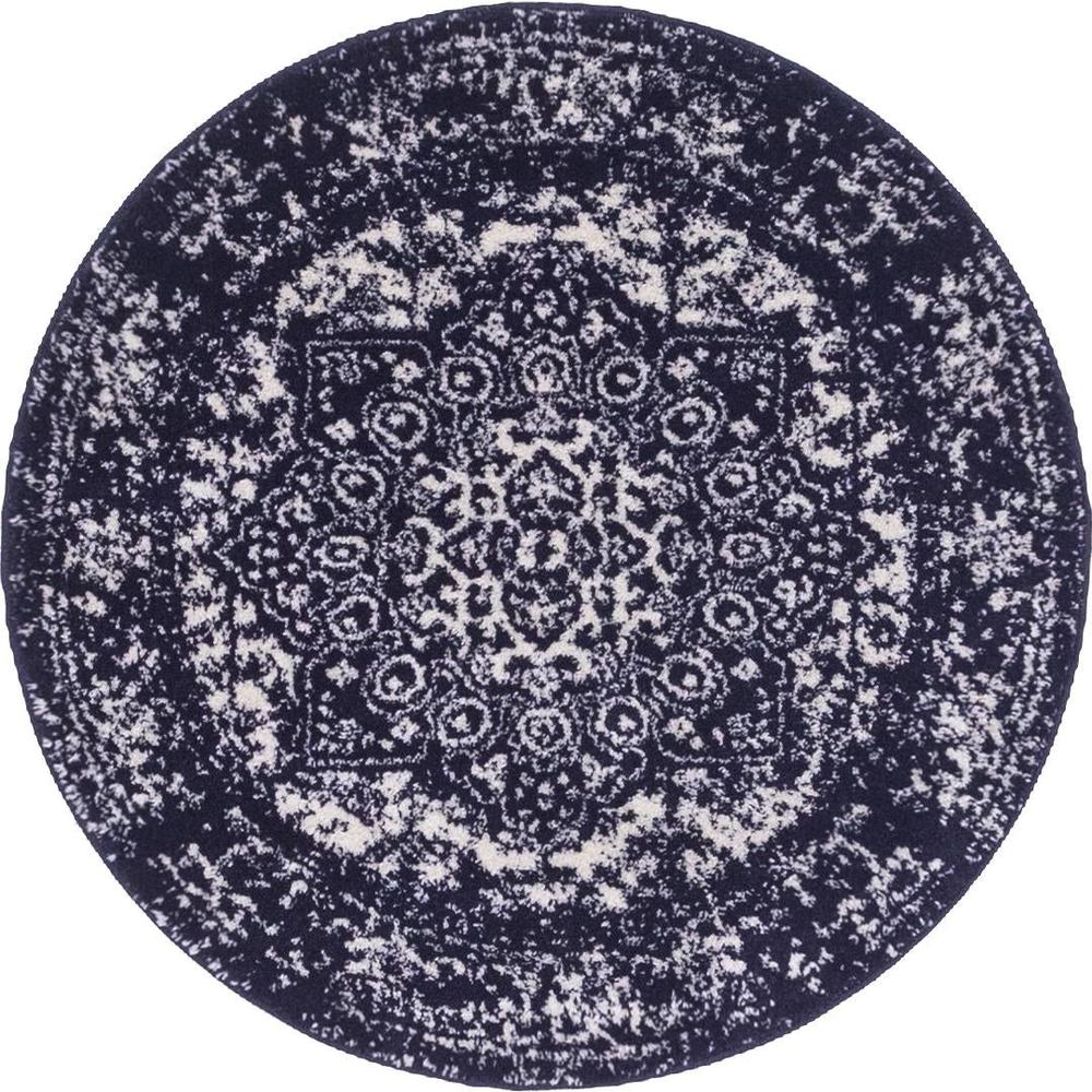 Unique Loom 3 Ft Round Rug in Navy Blue (3150332). Picture 1