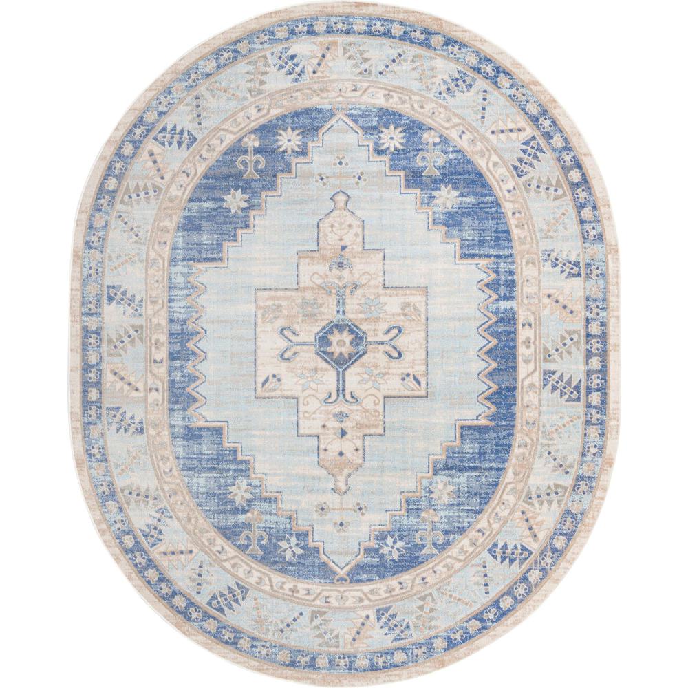 Whitney Collection, Area Rug, Sky Blue, 8' 0" x 10' 0", Oval. Picture 1