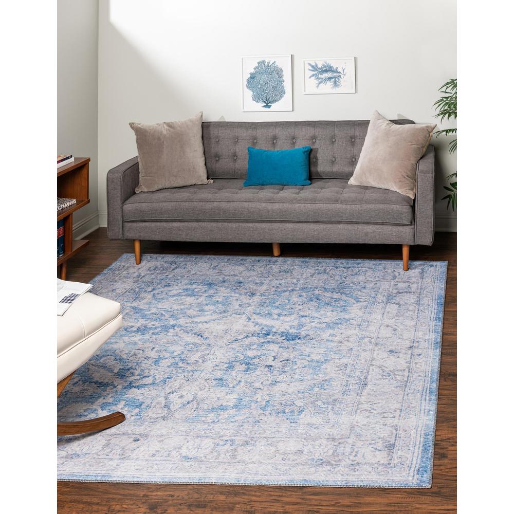 Unique Loom 7 Ft Square Rug in Blue (3161311). Picture 2