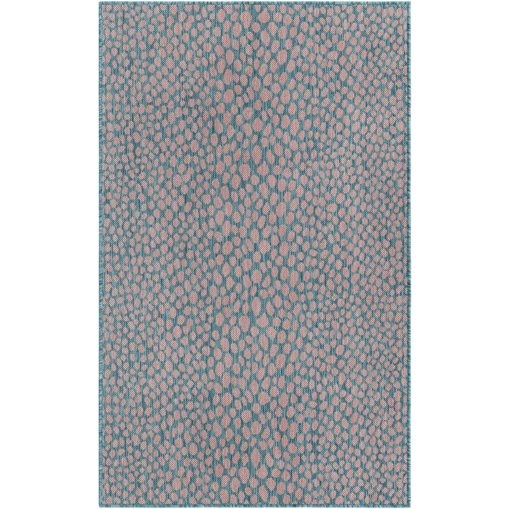 Jill Zarin Outdoor Cape Town Area Rug 3' 3" x 5' 3", Rectangular Pink and Aqua. Picture 1