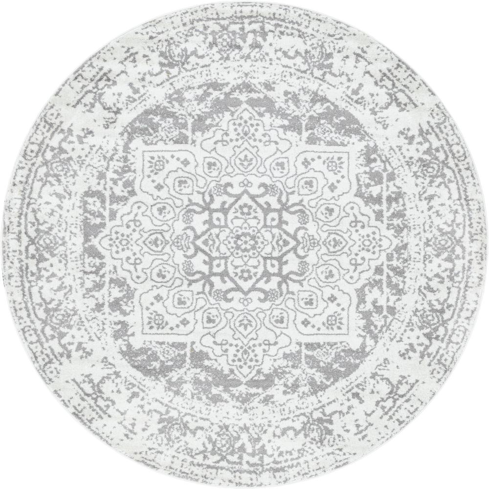 Unique Loom 8 Ft Round Rug in White (3150262). Picture 1