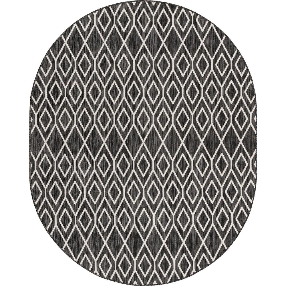 Jill Zarin Outdoor Turks and Caicos Area Rug 7' 10" x 10' 0", Oval Charcoal Gray. Picture 1