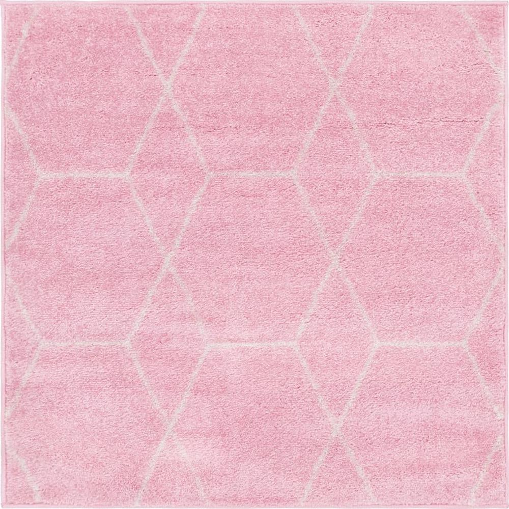 Unique Loom 3 Ft Square Rug in Light Pink (3151610). Picture 1