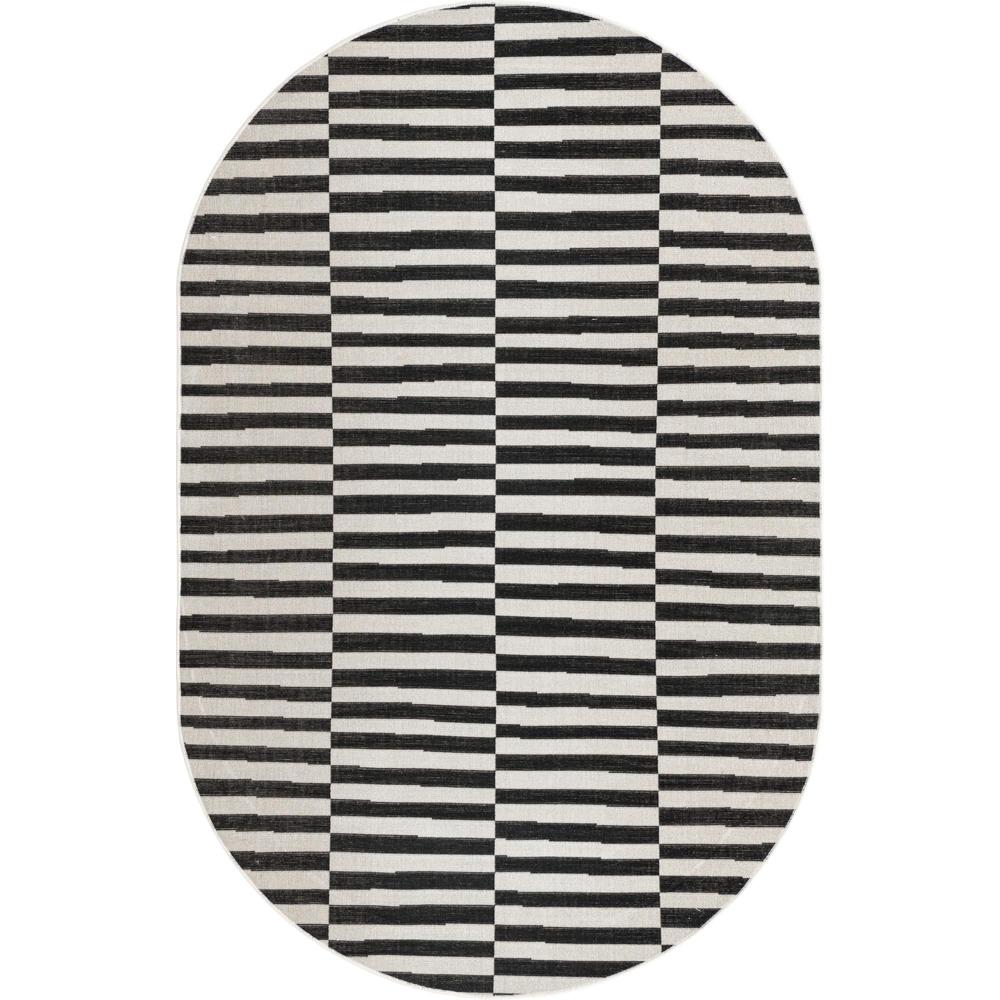 Unique Loom 8x10 Oval Rug in Black (3154113). Picture 1