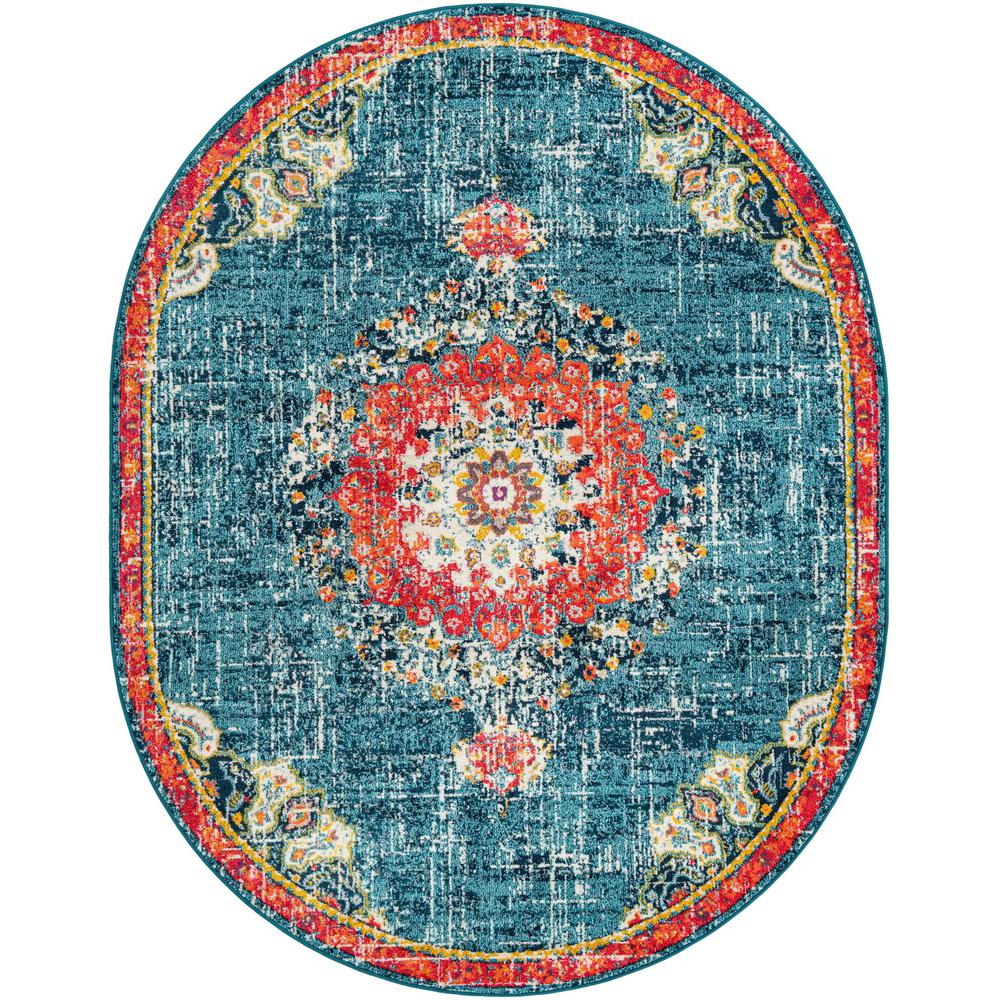 Penrose Alexis Area Rug 7' 10" x 10' 0", Oval Blue. Picture 1