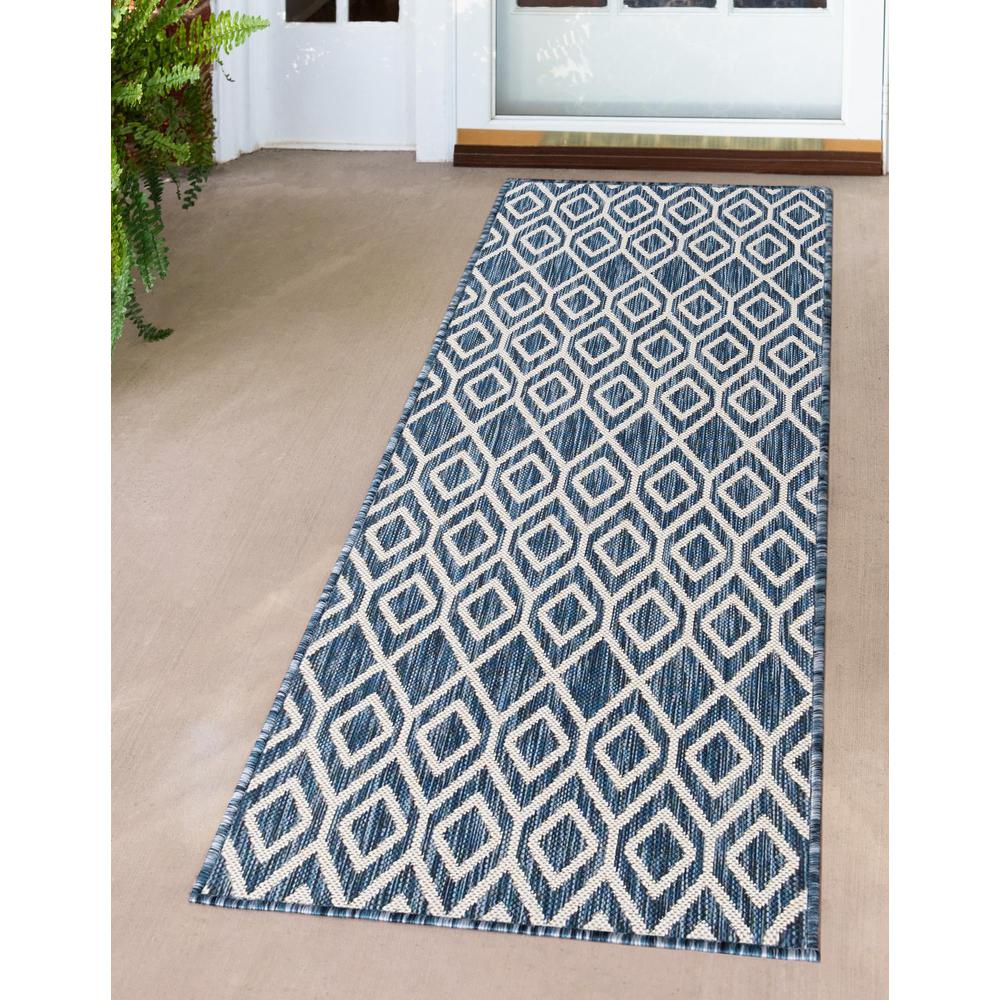 Jill Zarin Outdoor Collection, Area Rug, Blue 2' 0" x 8' 0", Runner. Picture 2