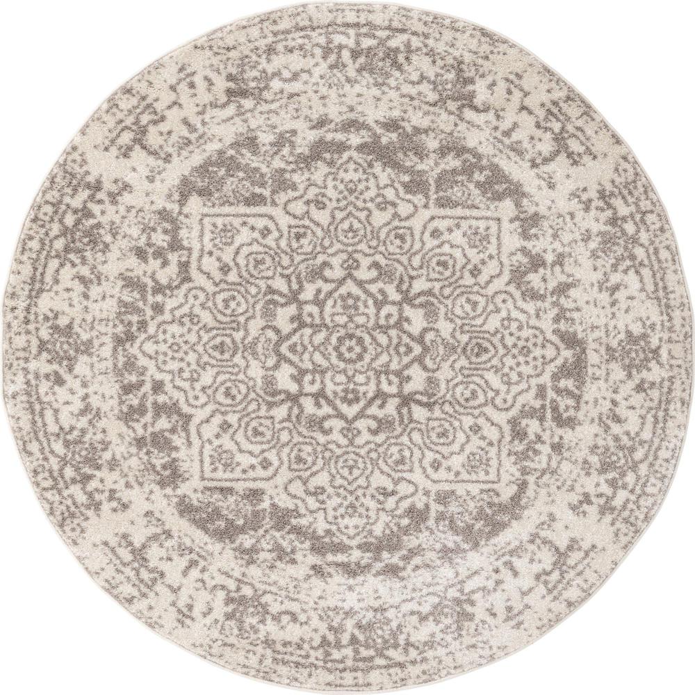 Unique Loom 5 Ft Round Rug in White (3150261). Picture 1