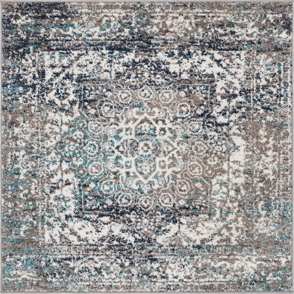 Unique Loom 4 Ft Square Rug in Gray (3150527). Picture 1