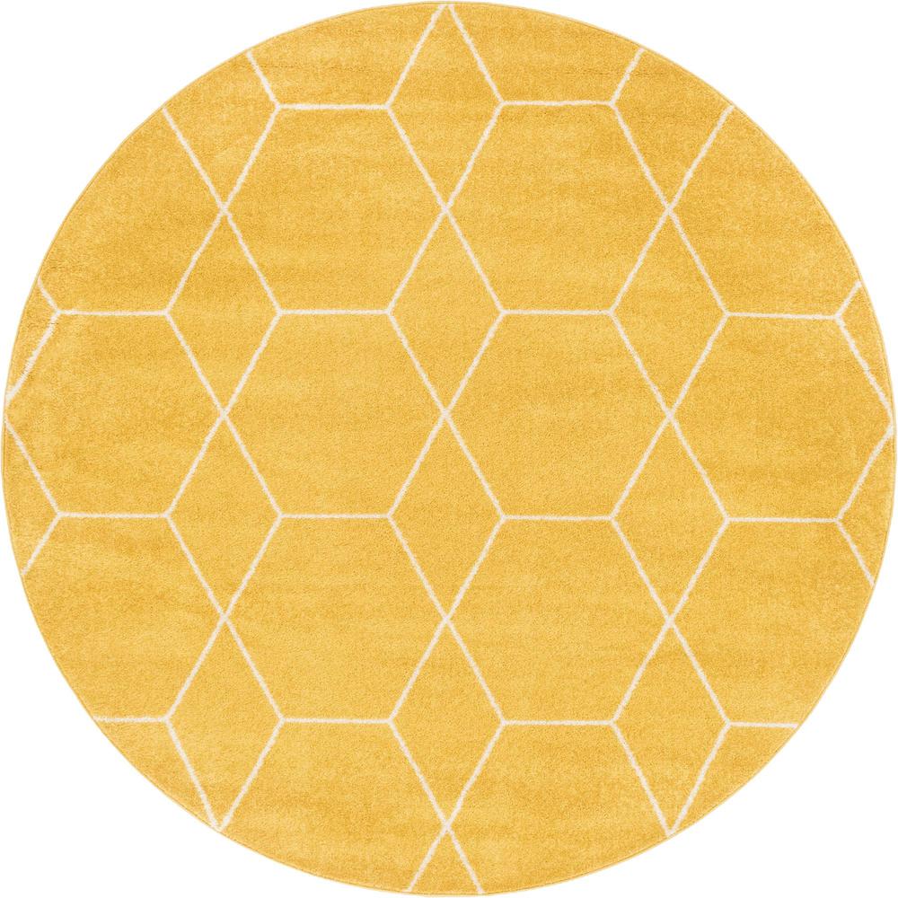 Unique Loom 7 Ft Round Rug in Yellow (3151620). Picture 1